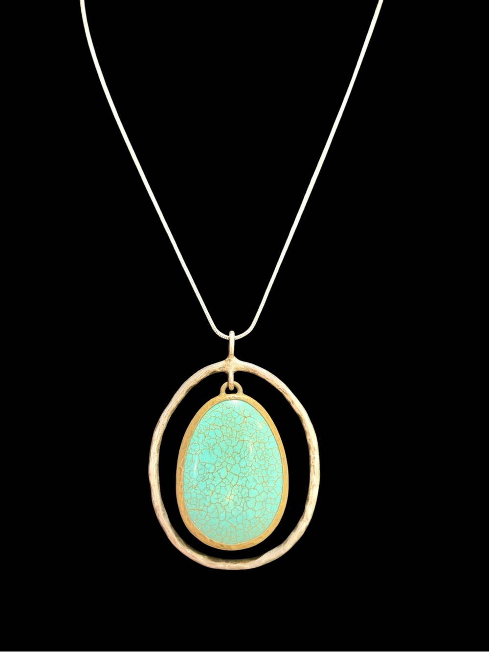Vintage Silpada Retired "Double Halo" Howlite Pendant Necklace N1804 - 925